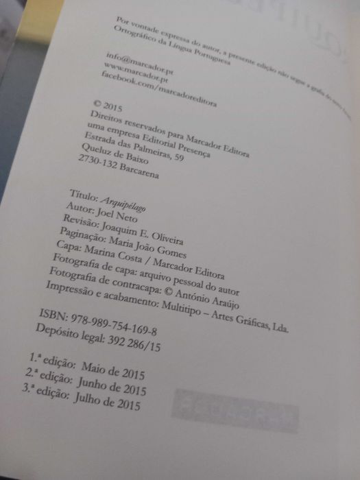Livro Arquipélago de Joel Neto [Portes Grátis]