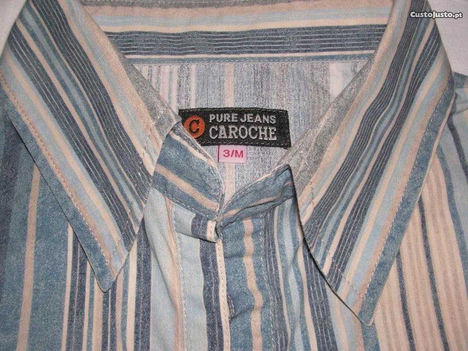 Camisa / Blusa Pure Jeans Caroche e Blusa Cinzento, Creme e Branco