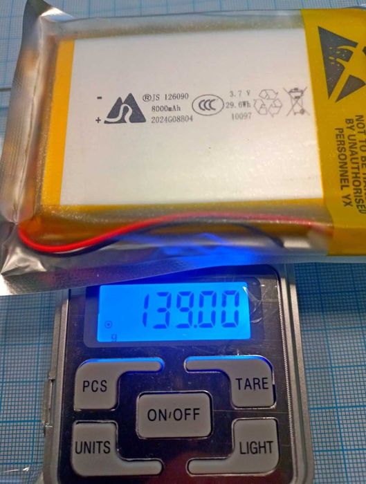 Универсальный аккумулятор 126090 с  защитой PCM(Li-Pol 3.7В 8000mAh