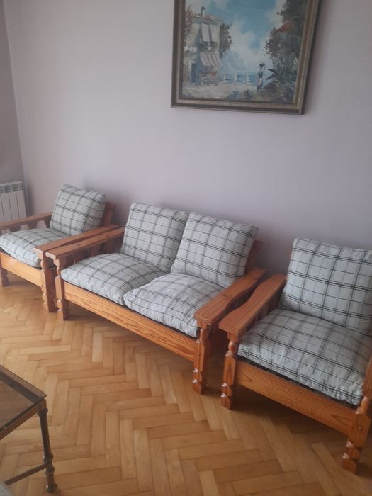 Zestaw wypoczynkowy w stylu skandynawskim z lat 80