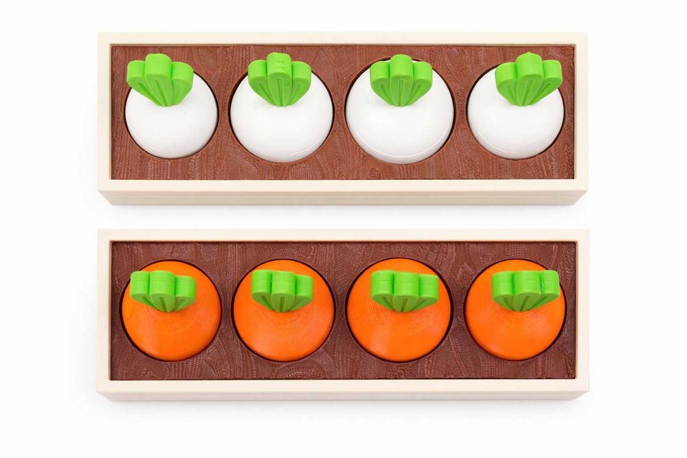 Marchewki i pietruszki sensoryczne – druk 3D (styl Montessori)