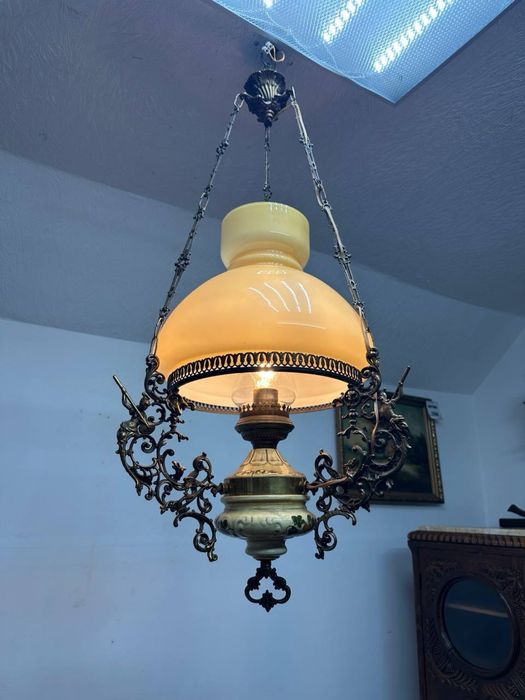 Вінтажна люстра підвісна світильник бронза порцеляна 7609