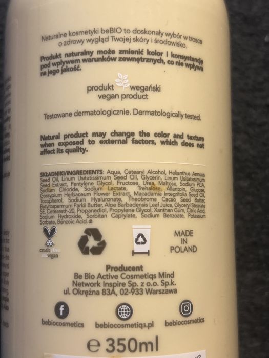 Be BIO nocne serum eksfoliujące do ciała; BeBIO balsam do ciała