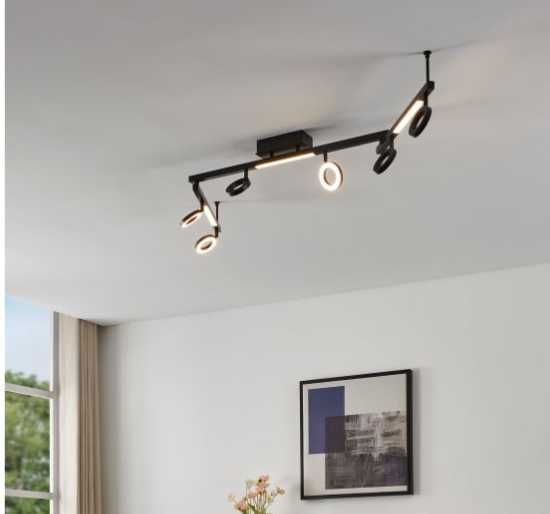 Lampa sufitowa LED Eglo Cardillio 900839 czarna 3840 lm max 168cm dług