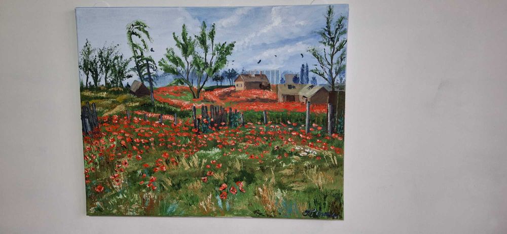 STALKER 2 : Поле червоних мрій Оригінальна олійна картина 50x40 см