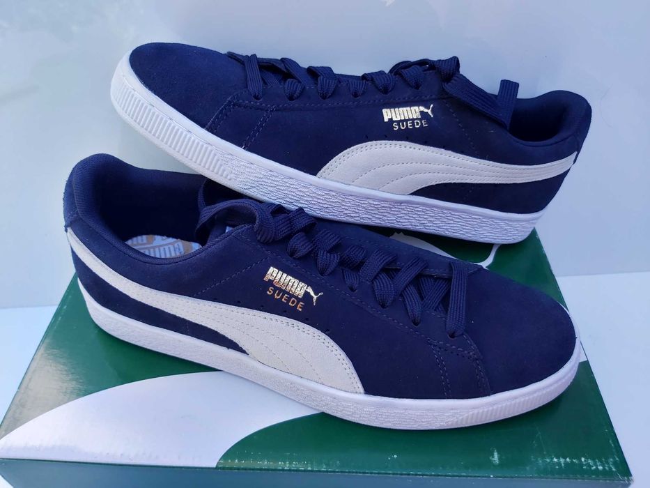 Sneakersy PUMA sportowe zamszowe niebieskie grsnat 43 suede