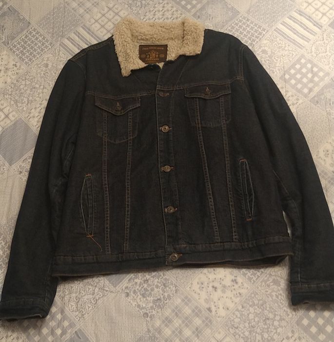 Zara Denim Jacket with Wool Lining, Size XL64740623039875121