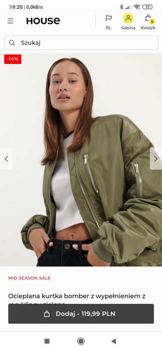 Kurtka bomberka damska khaki