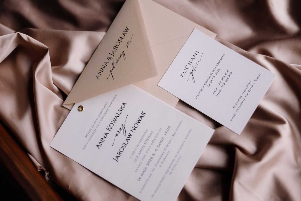 zaproszenia ślubne Anna z kalką