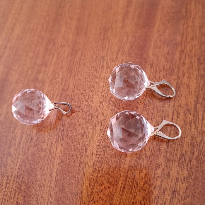 Kolczyki i zawieszka srebro swarovski jasny róż