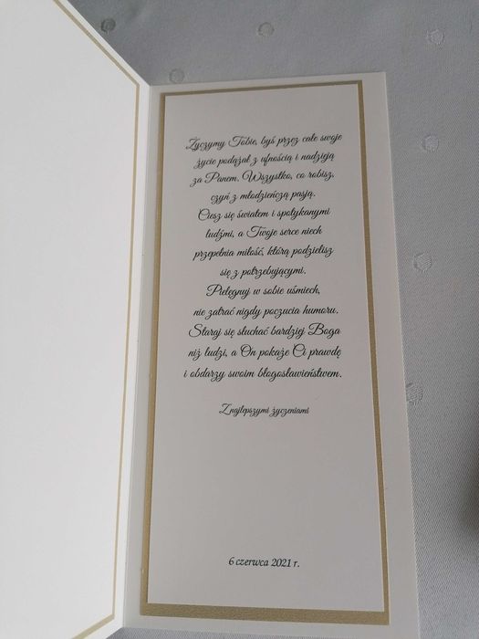 Kartka w pudełku świecenia kapłańskie, urodziny, ślub