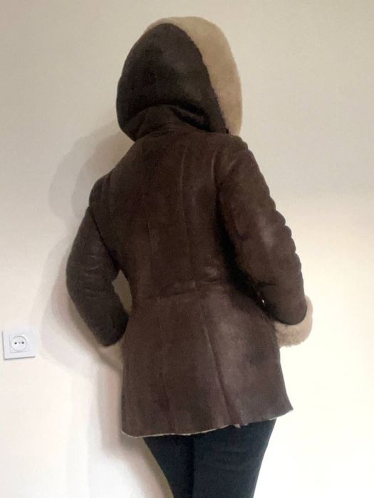 Дублёнка натуральная капюшон M-L