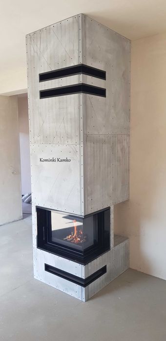 Kominek narożny Firmy Kratki Floki S z zabudową