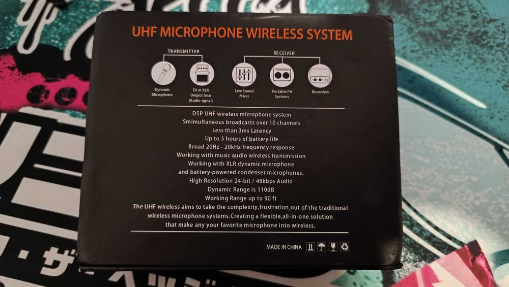 Sistema Wireless UHF para Microfone | Transmissor + Receptor508168409848238082