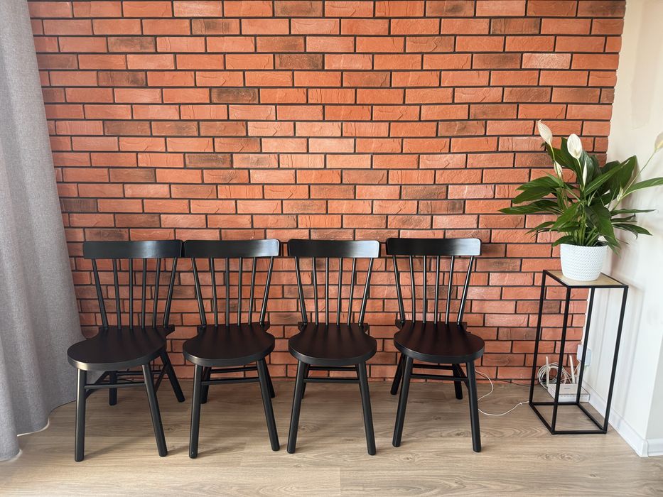 4 krzesła drewniane, loft czarne IKEA NORRARYD