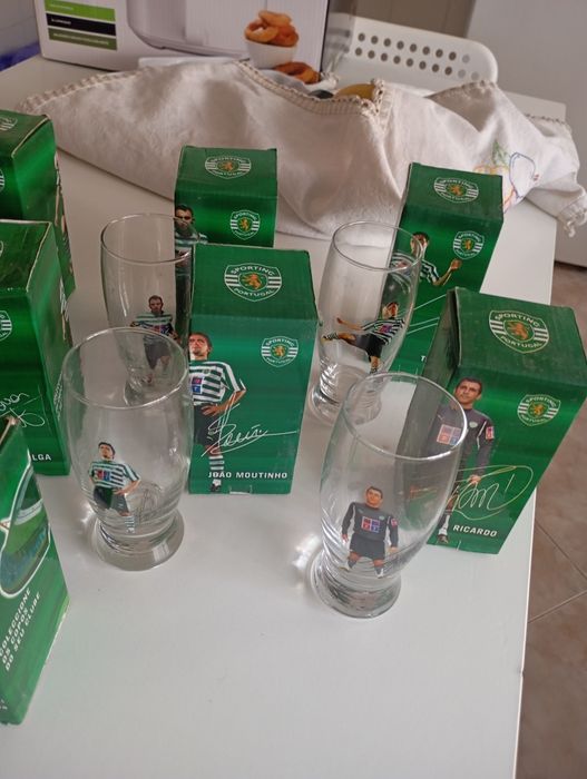Coleção Completa 12 Copos Oficiais Sporting CP + Caixas Originais