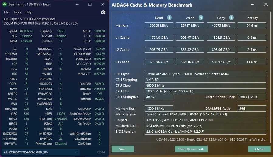 RYZEN 5600X / B550M / DDR4 32Gb / NVME 256Gb + 1Tb / RTX 5060