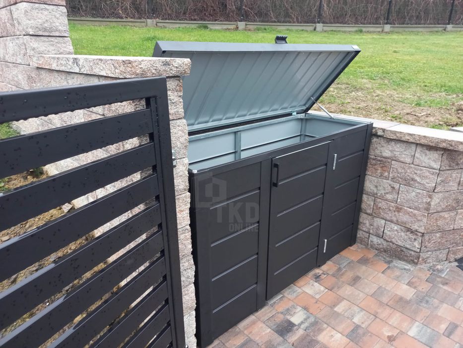 Zabudowa Koszy Na Śmieci Wiata Obudowa 177X65X110 Cm 3X120L Tkd331