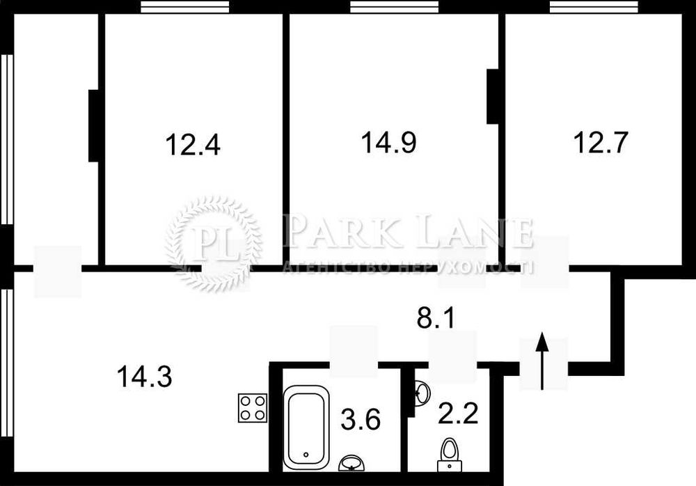 3-кімнатна квартира за адресою вул. Іллєнка Юрія (площа 74 м²) - Atlanta.ua - фото 2