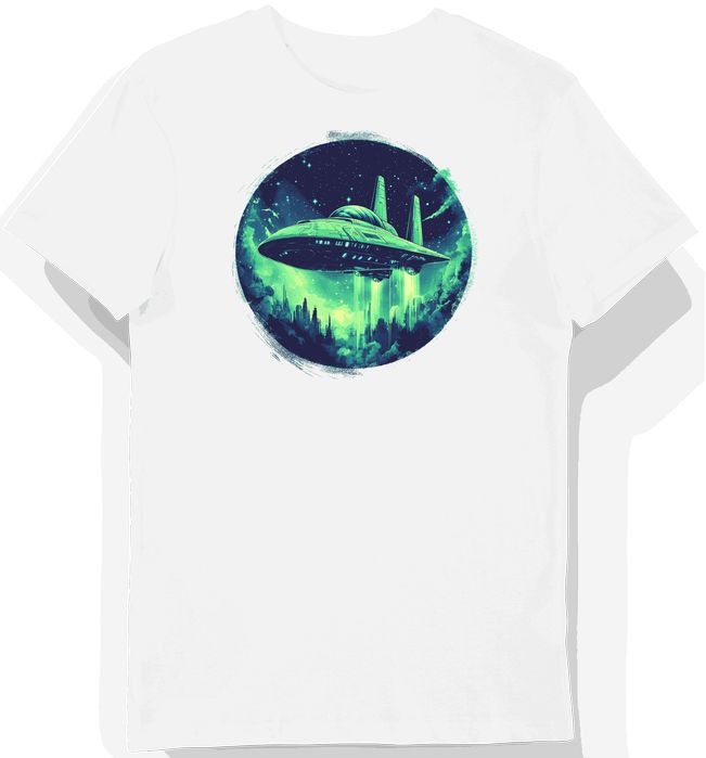 Koszulka męska biała z motywem kosmicznego transportera XL