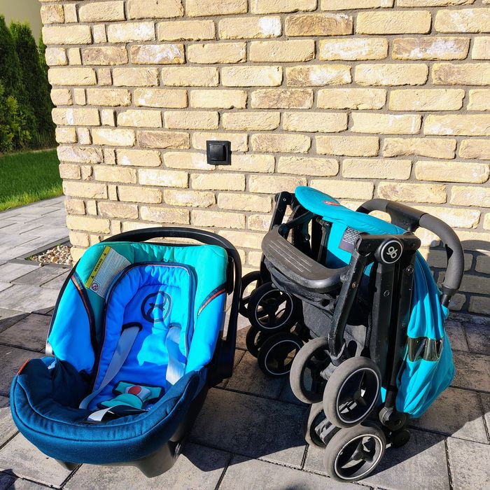 Spacerówka GB Qbit,fotelik Cybex Aton, baza isofix