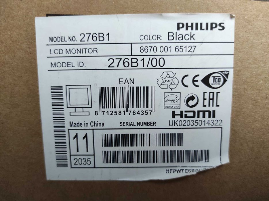 Monitor PHILIPS 276B1 - 27" USB-C, NOWY