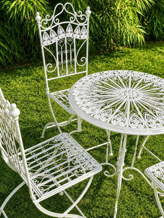 Conjunto de Jardim Vintage Campestre — Mesa + 4 Cadeiras