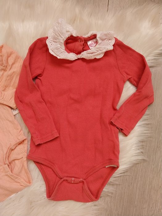 Zestaw body długi rękaw z kołnierzykiem prążkowane