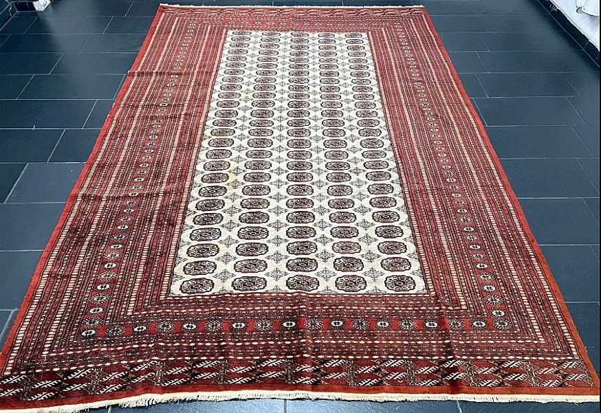 Tapete BUCHARA Afegão, elaborado manualmente com lã sobre algodão e com 330cm x 230cm