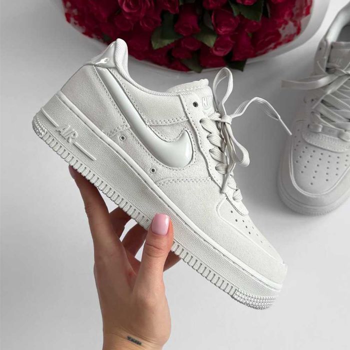 Кросівки Nike Air Force Wolf Grey Suede | кеди Найк Аір Форс сірі замш