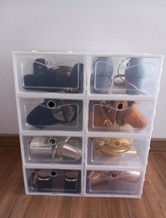 Biała szafka na buty regał z 10 organizerami z klapką