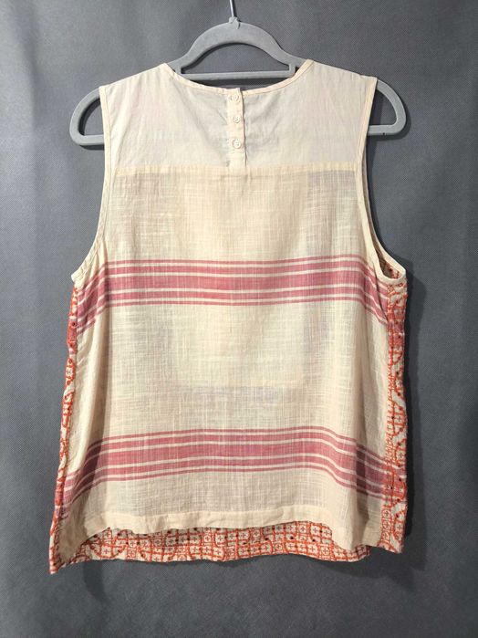 Bawełniana bluzka koszulwa bez rękawów ażurowa bluzka na lato 42 / XL