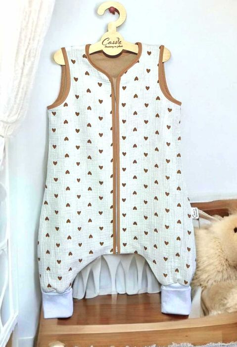 MUŚLINOWY Śpiworek z nogawkami -SKARPETY 1,5 tog r 92-98 wz -Serduszka