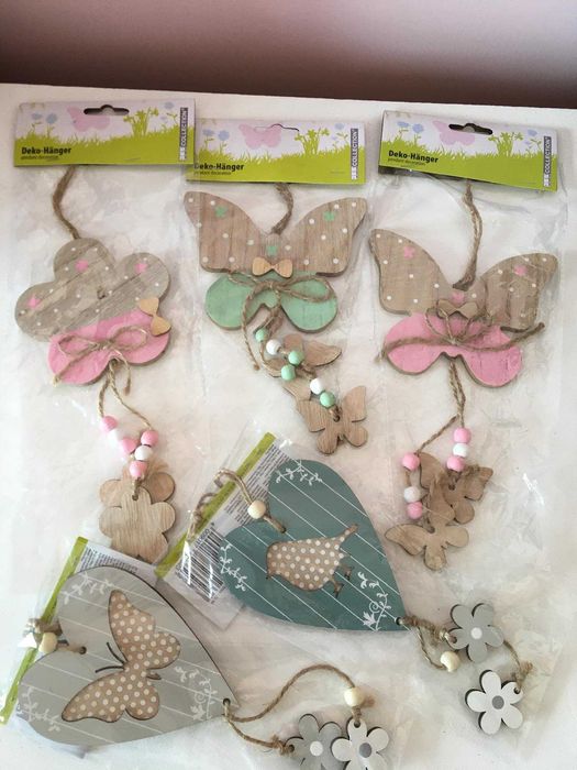 Zestaw wiosennych ozdób z drewna