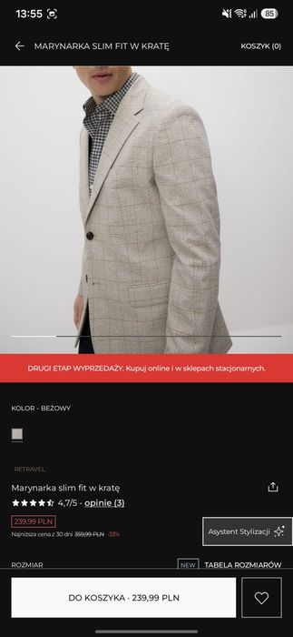 Marynarka męska M slim fit linen blend