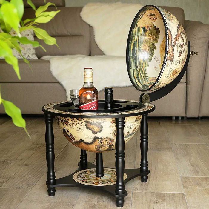 Глобус бар на підлогу карта світу на 4-х ніжках | Діаметр сфери 33 см