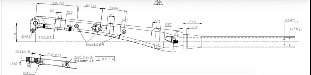 Forqueta de carbono bicicleta gravel