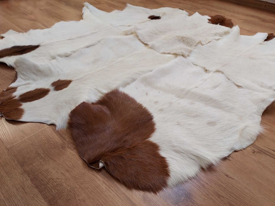 Skórzany Dywan z Naturalnych Kozich Skór Dywan z Kóz Skóra 100%