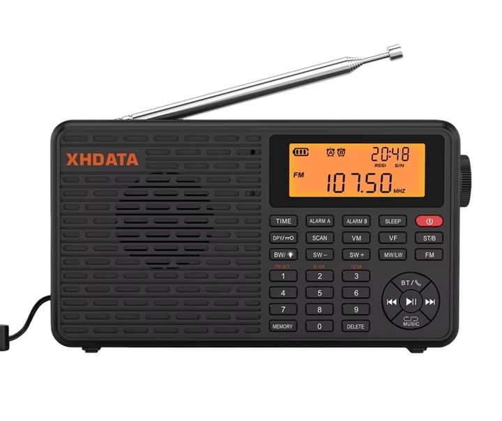 Радіоприймач XHDATA d-109 з акумулятором Радіо FM LW MW SW LED-дисплей / Bluetooth - колонка / TF-card / Stereo
