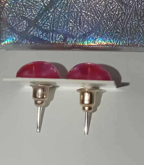 Nowe kolczyki serca różowe brokatowe błyszczące ze stali nierdzewnej