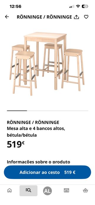 Mesas altas com 4 bancos