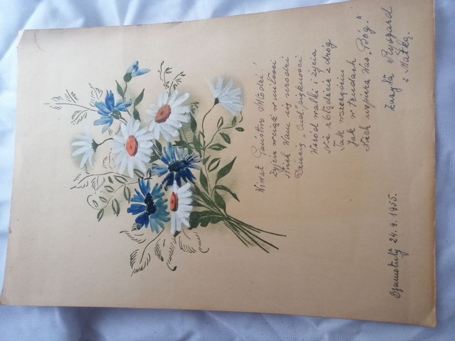 Kartki pamiątki ślubne 9szt 1955