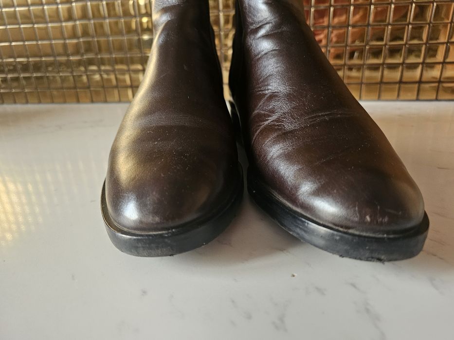 Buty Högl sztyblety damskie ciemny brąz skóra 41 wkładka 26,5cm