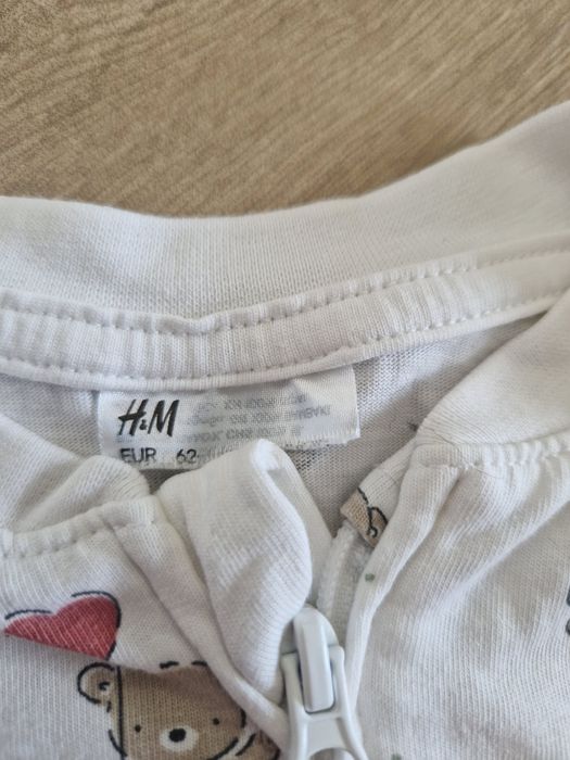 Pajacyk śpiochy pidżama h&m 62 na suwak