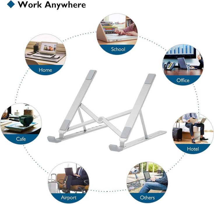 Podstawka pod laptopa 10–17,3”, aluminiowa, z 7-stopniową regulacją