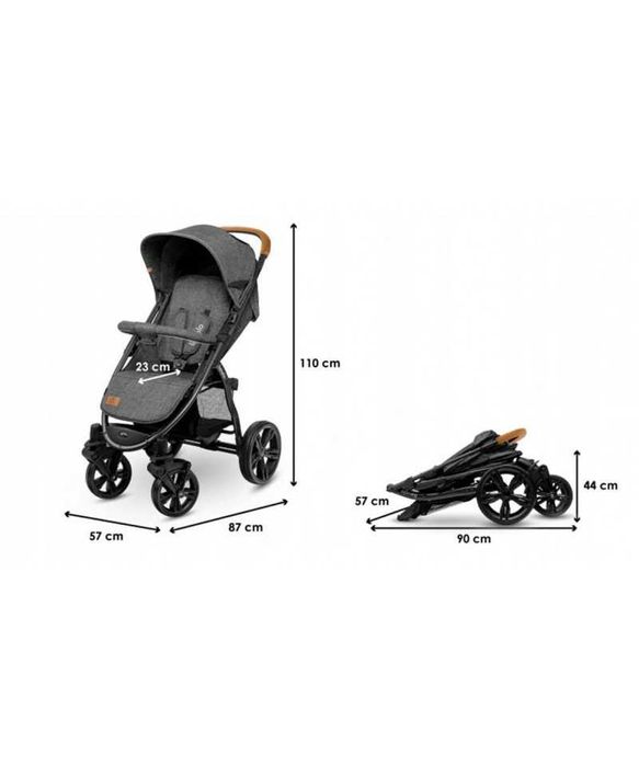 Wózek Spacerowy Lionelo Annet Moskitiera Duże Koła Kolor Szary