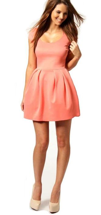 Sukienka Łososiowa Brzoskwinia rozkloszowana BOOHOO bombka 34 XS