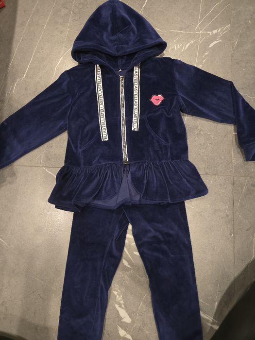 Cudny ciepły komplet welurowy bluza plus legginsy 128