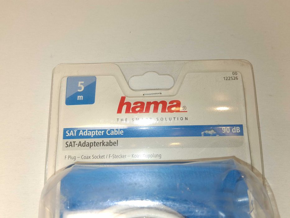 N254 Hama Kabel Antenowy SAT Adapter F Wtyk - Coax Gniazdo 5m 90dB