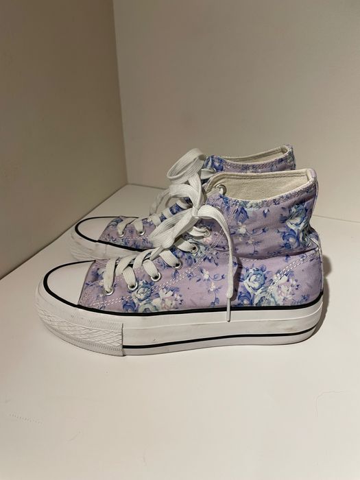 trampki wysokie fioletowe w kwiaty Vty r. 38, dl wkładki ok 23,5 cm